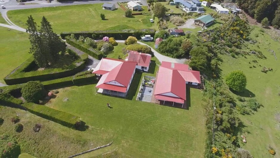 Birds Eye view of Grand View House, Lake Manapouri