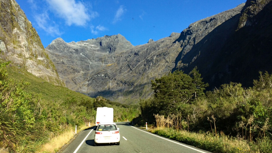 Cliffs carved by glaciers approach the national highway