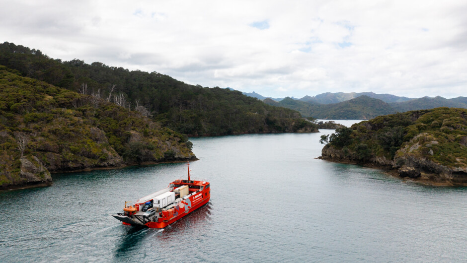 Island Navigator arriving at Port Fitzroy