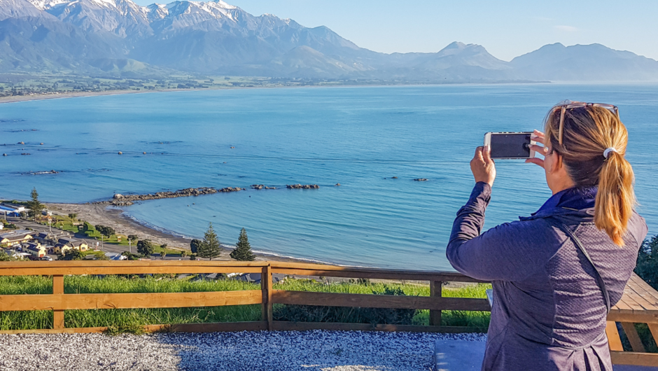 Guest capturing the view of the Kaikoura ranges