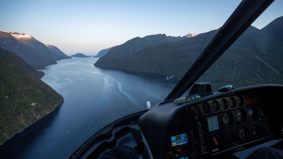 Bird's eye view from above Doubtful Sound.