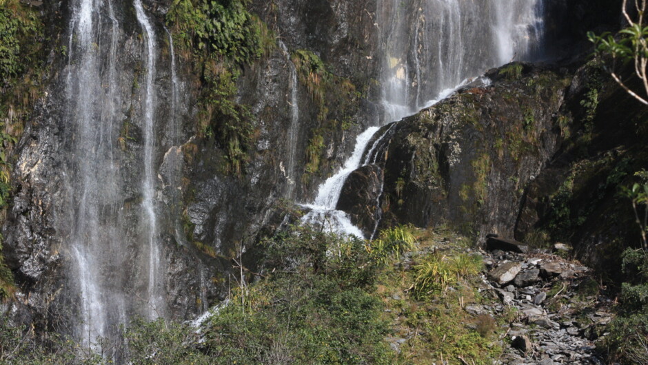 Waterfalls in the Franz Josef Glacier Valley