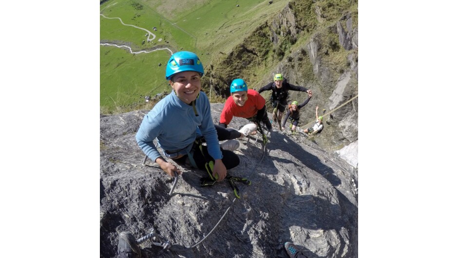 Climbing high on Wildwire's Level 2 Waterfall Cable Climb