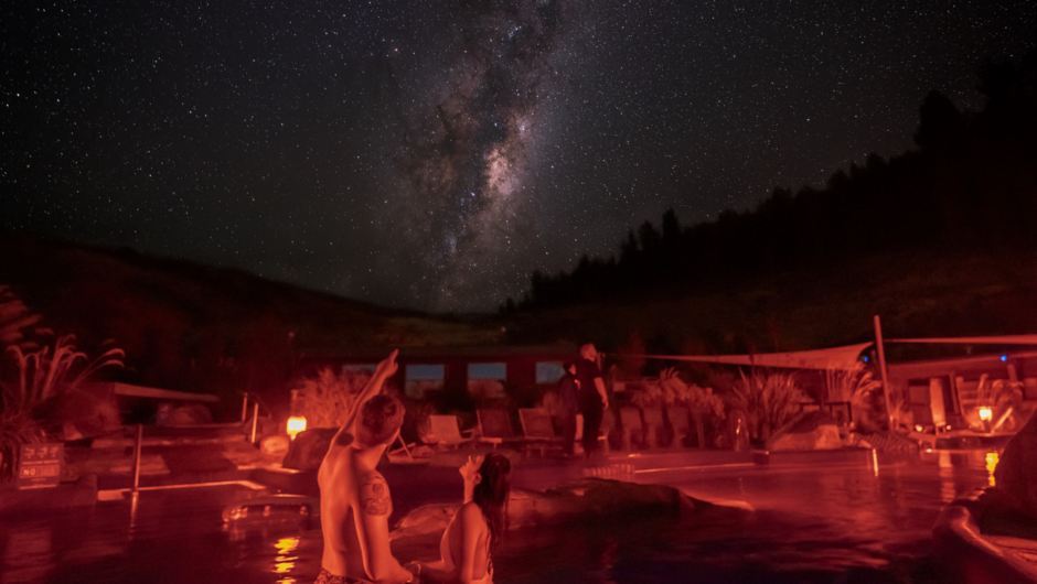 Admire the night sky from our hot pools