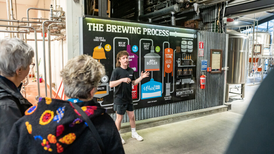 Our beer experience tour is a walking, talking and tasting tour through the original home of Monteith’s Brewery. Join us in our former brewery where we will take you backstage for a fully immersive tasting experience.  Our team have a wealth of knowledge 