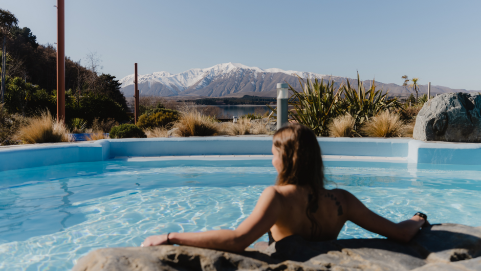 Snow-capped mountain views in spring