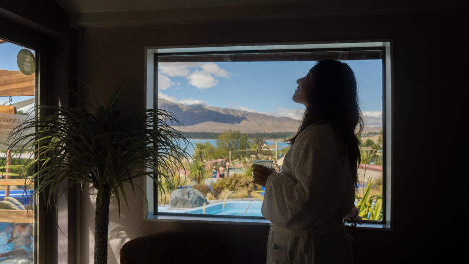 Relax in our day spa foyer and enjoy the mountain views after your massage or facial