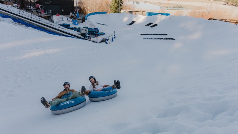 Whizzing down the 150-metre Snow Tube.