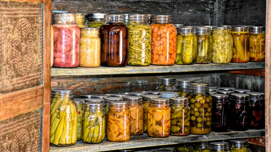 Homegrown garden vegetables lovingly preserved in jars.