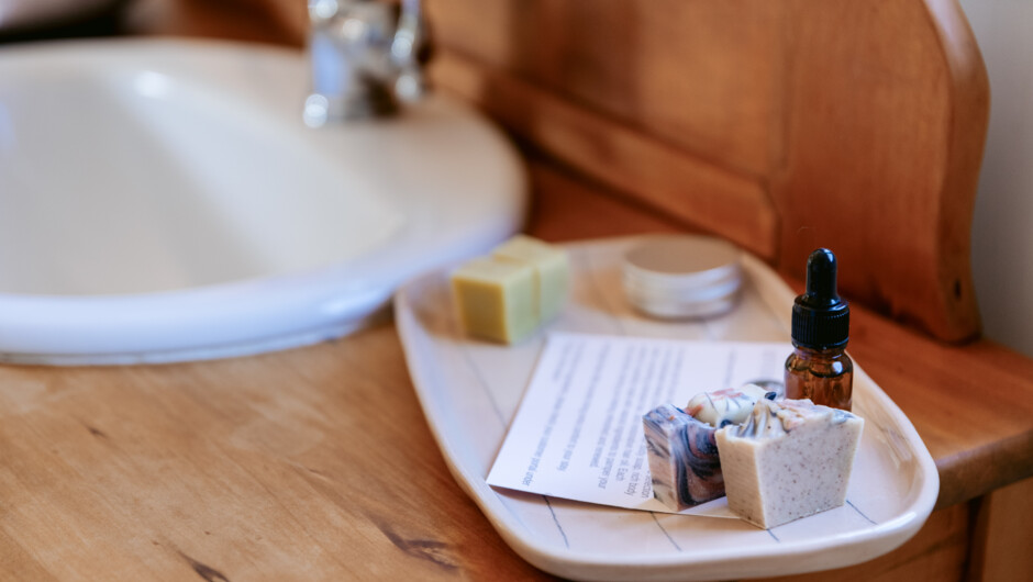 Homemade toiletries as a gift to our guests.