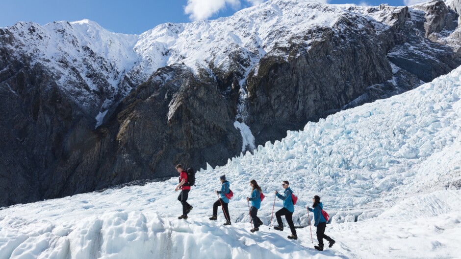 Explore the ice formations with our team and enjoy exclusive access to the Franz Josef Glacier.