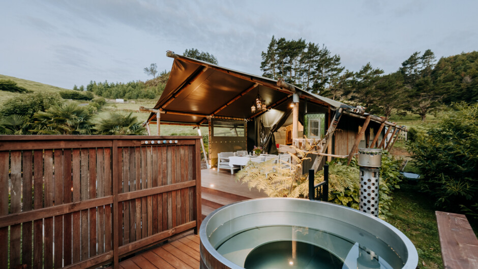 Hot tub and deck area