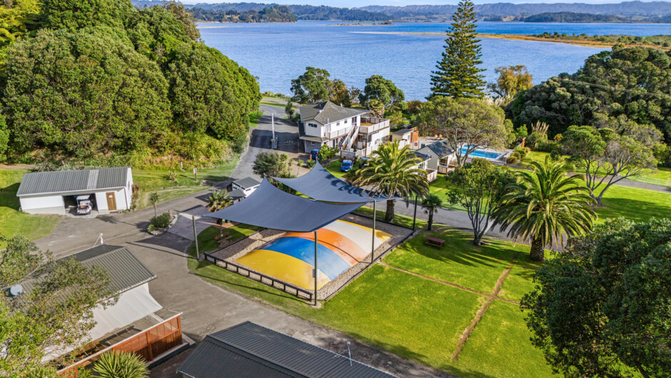 Aerial view of the facilities at Tasman Holiday Parks - Ohiwa