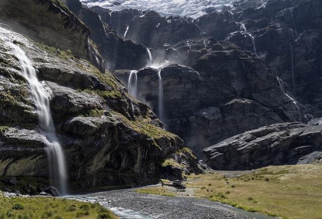 Our most popular experience. The Earnslaw Burn boasts an incredible hanging glacier and cascading waterfalls. It's our favourite spot – and a favourite for our guests too.