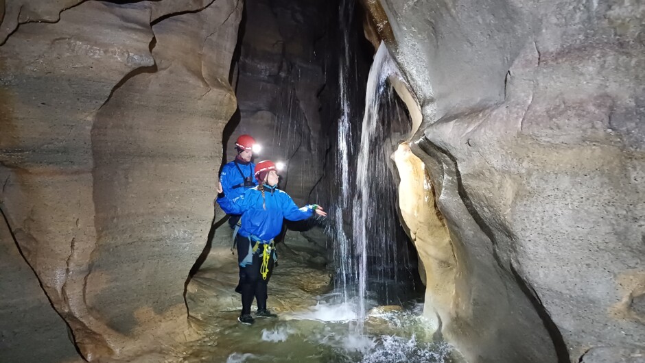 Waterfalls inside "Cave Stream" by Castle Hill, Inland Canterbury