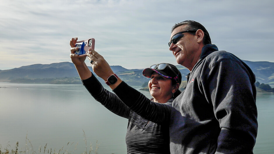 Cruise ship passengers enjoying the views around Lyttelton Harbour. Akaroa shore excursion from Lyttelton/Christchurch