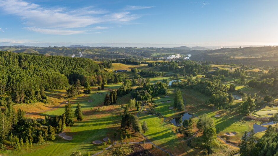 Aerial view of Wairakei Golf + Sanctuary