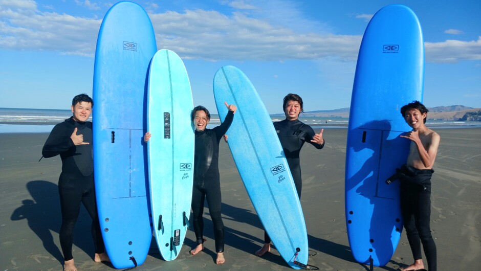 Group of surfboard/wetsuit renters