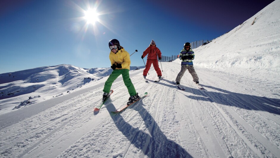 Kids skiing at Cardrona