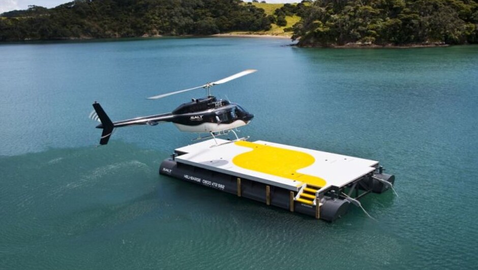 Landing on the Salt Air floating Heli Barge