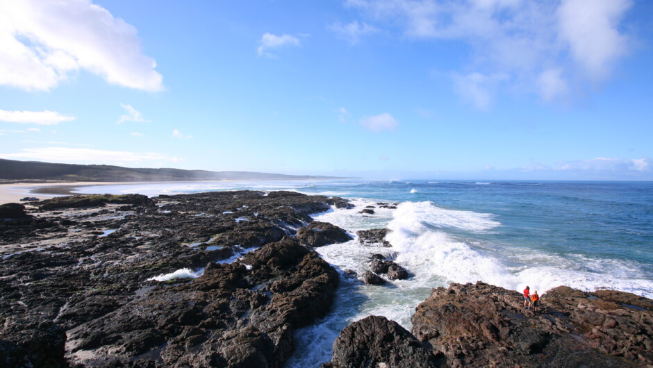 Experience the crashing waves of the coast as you walk by.