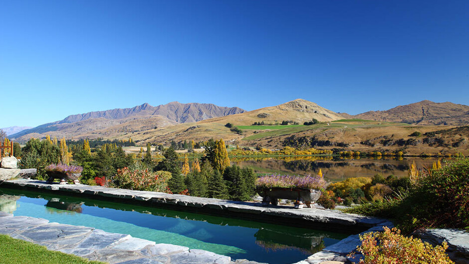 Guest lap pool overlooking Lake Hayes.