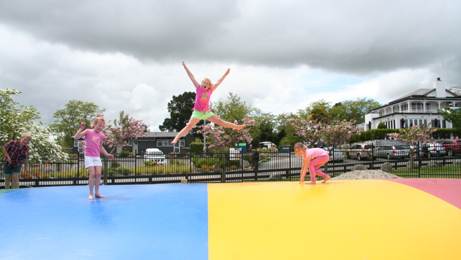 Big bouncy "Air-Pad" at Taupo DeBretts Spa Resort