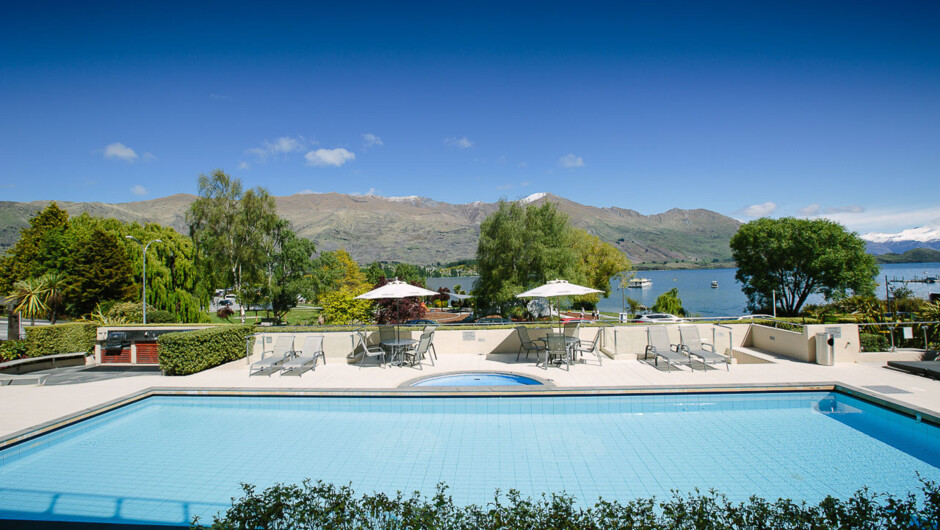 Poolside Apartment view form balcony