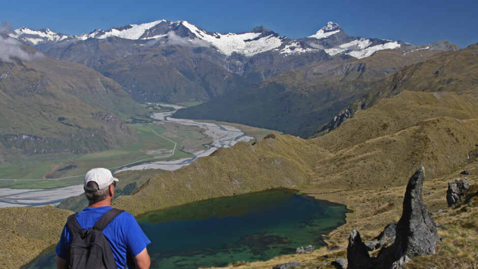 View over Alpine Lakes towards Mt Aspiring.