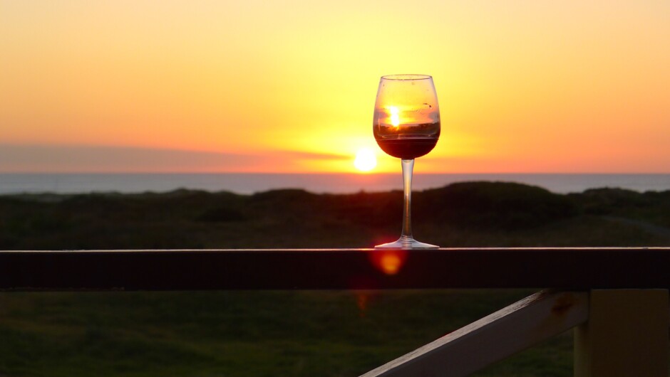 A sumptuous wine at sunset is so enjoyable after a days hiking.