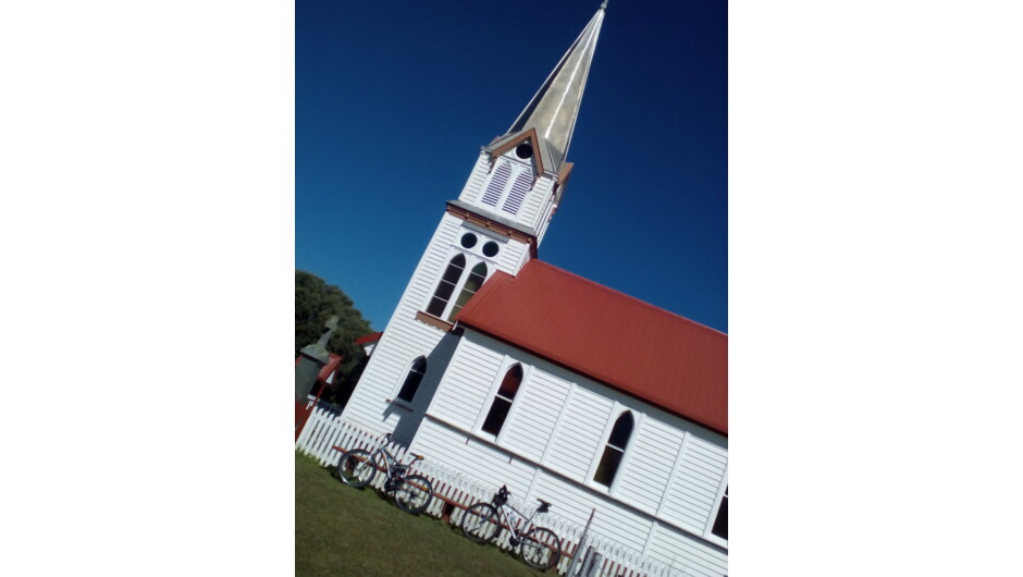 Motukaraka Church view,  across the bay from Rawene