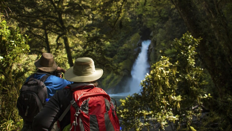 Giant Gate Waterfall and stunning greens all around.