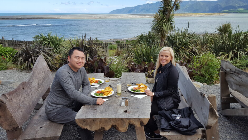 Fish n chip dinner at Lake Ferry Hotel