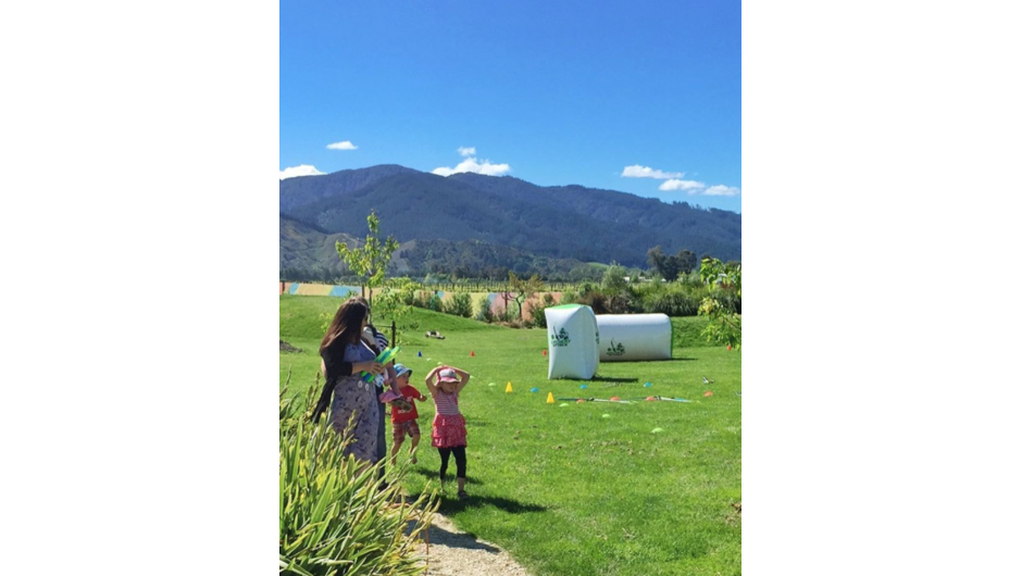 Family outdoor activities in the landscaped grounds