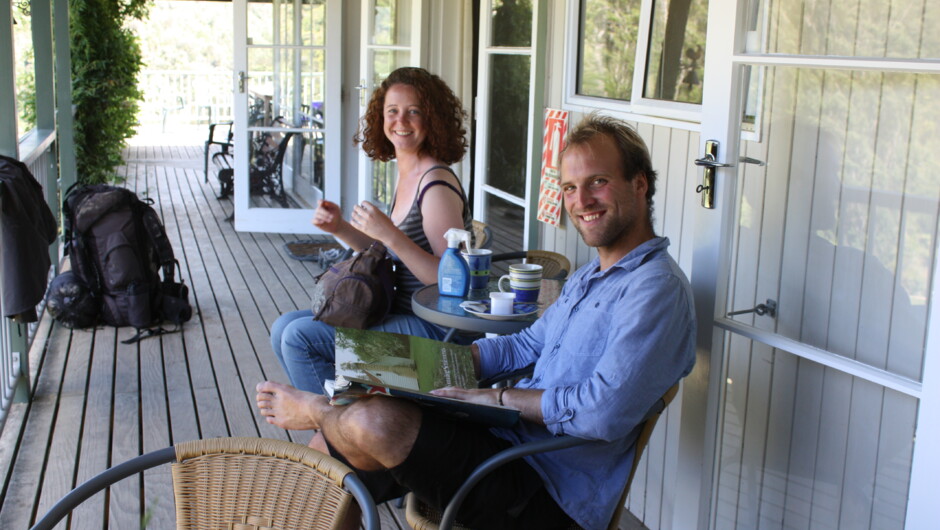 Relaxing on the balcony at BTN Lodge